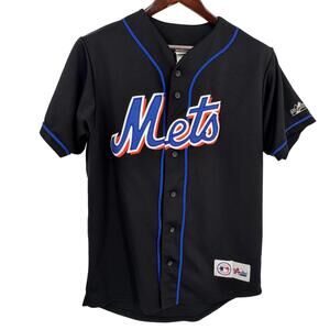 Vintage New York Mets Jersey Mens Medium Black MLB Baseball Alomar 12 Majestic